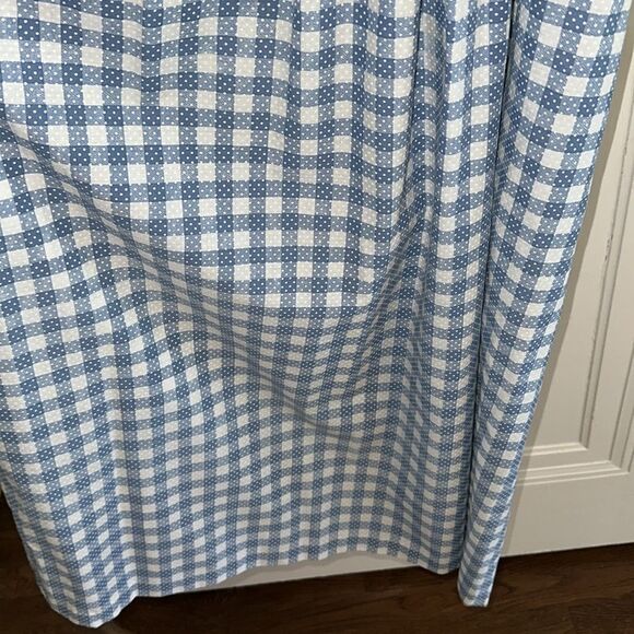 Vintage 70s Teen Girl Blue and White Gingham Halter Smocked Bodice Maxi Dress - Picture 3 of 8